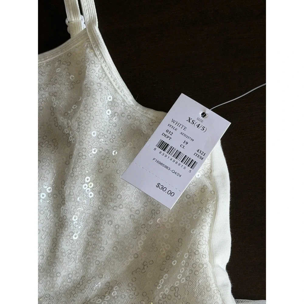 Zenzi Girls White Flower Tutu Dress Sequined Top Size XS (4/5) New with Tags
